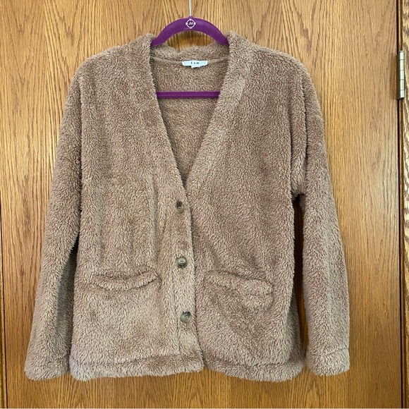 E & M Size S Fur Fleece Cardigan sweater button up Super Soft snd comfy! - Picture 1 of 11